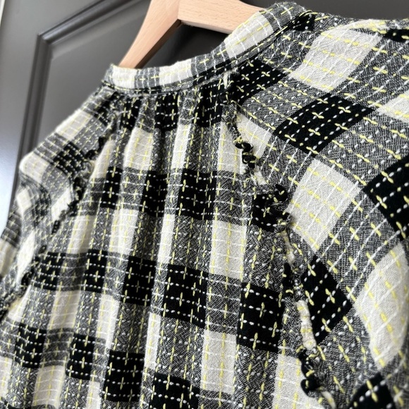 Anthropologie Pilcro Breezy Button Down Black Plaid Buffalo Top Blouse Size S - Picture 10 of 14